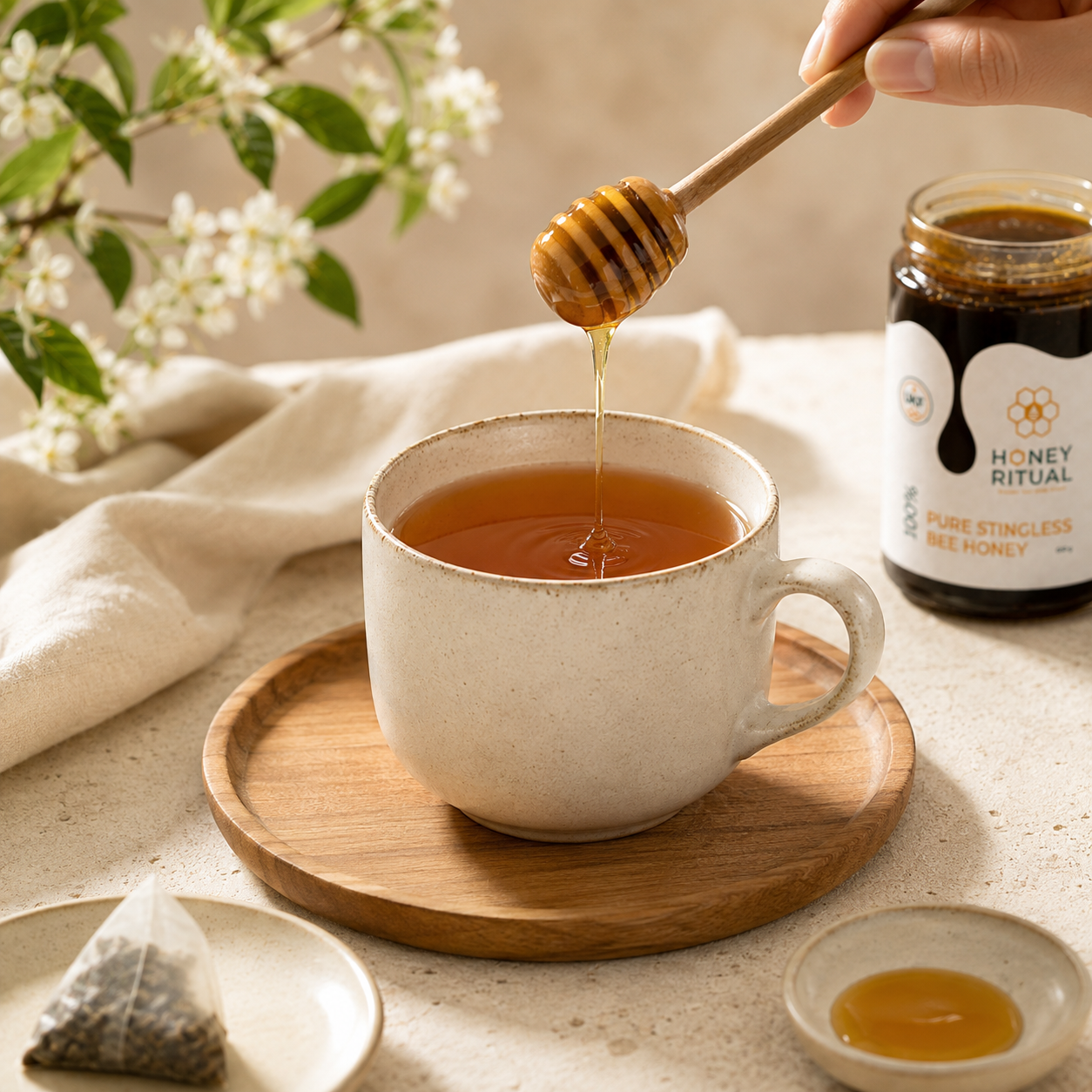 Stingless bee honey enjoyed with tea