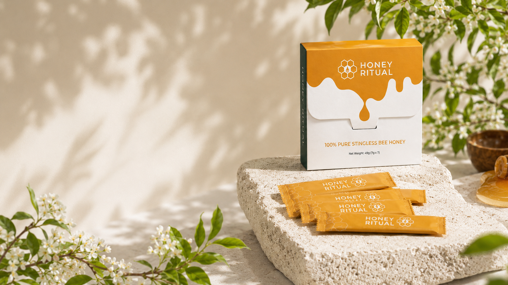 Honey Ritual 7-Day Ritual botanical setting